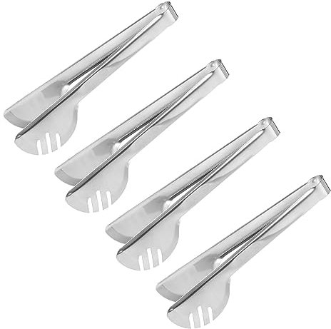 QUARKZMAN Service Pinces, 4pcs 9.5 pouce - Inox Acier Glace Pinces, Mini Sucre Pinces pour Apéritifs, Charcuterie, Dessert, Thé Fête, Bar, Café (Demi-cercle)