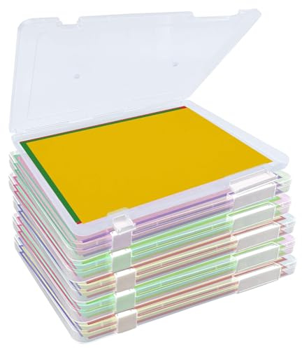 Pack of 6 A4 Archive Boxes, Portable Storage Box for A4, Transparent Organiser, A4, Slim, Impact-Resistant, Robust Plastic Storage, File Boxes for Documents, Letters, Scrapbooks, Office Documents