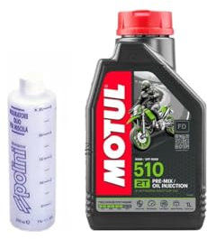 KIT 1 LITRO OLIO MISCELATORE MISCELA E MISURINO MOTUL 510 2 TEMPI MOTO SCOOTER CROSS ATV QUAD