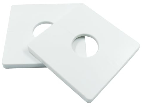 PHITUODA Flangia divisa da parete in plastica ABS, piastre di forma quadrata, piastra di copertura per tubo dell'acqua a parete con foro di diametro 28 mm (bianco)