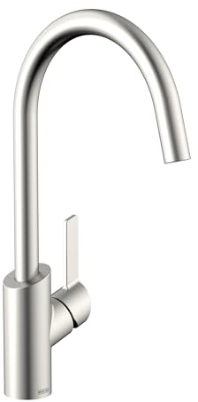 Bristan Maple Kitchen Tap - Swivel spout, eco Start, Single Lever EasyFit Stainless Steel Kitchen Sink tap, MPL EFSNK SS