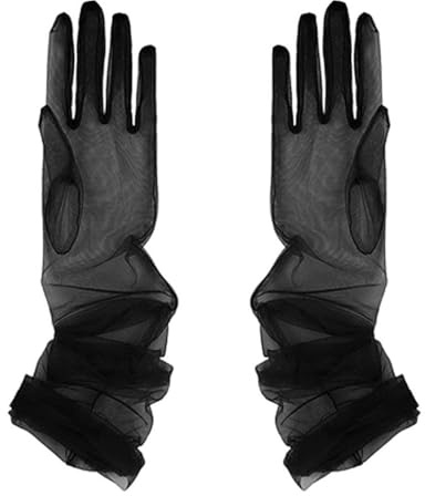 LEEQ 2 Paar Damen Lange Tüll Hochzeit Party Handschuhe für Braut 55cm/23cm Ellenbogen Länge Vintage Sheer Tee Party Abend Prom Oper Handschuhe