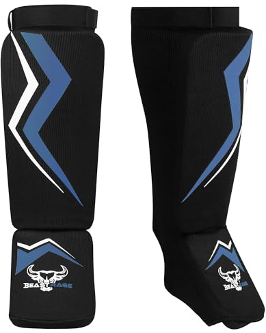 Espinilleras para Kickboxing, Almohadillas de Protección del Empeine para Entrenamiento de Muay Thai MMA, Boxeo de Artes Marciales, Protector de Pies de Pierna Acolchado Elástico para Karate BJJ