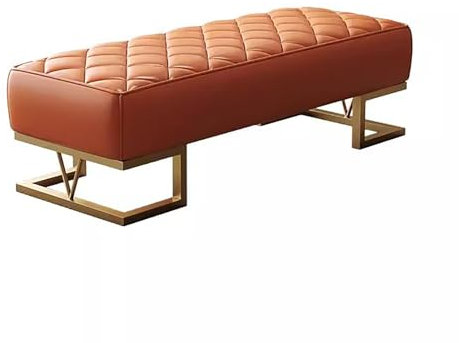 zxhrybh Sitzbank mit Stauraum, Gepolsterter Truhenbank mit Goldenem Bein, Moderne Sitzbank Flur, Minimalistische Spielzeugtruhe, für Wohnzimmer und Schlafzimmer(Color:Orange,Size:47.2in/120cm)