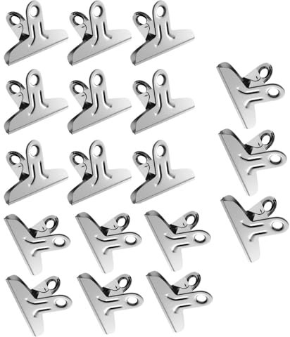 Changyeah Pinces à Sacs en Acier Inoxydable, 18 Pince Durable Clips Grips de Fermeture Alimentaire, Papier d'étanchéité Outil pour le Rangement à Cuisine, Bureau, Domicile