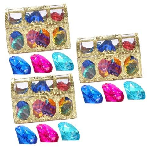 VICASKY 60pcs Inflatable Pool Toy Diving Gem for Boys and Girls Water Play Toys Acrylic Fake Gem Treasure Chest