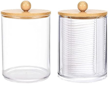 Baumwollkugelhalter – Wattehalter | Halterung für Wattepads, Aufbewahrungsbehälter für Badezimmer, für Baumwollkugeln, Wattestäbchen, runde Wattepads, Orga