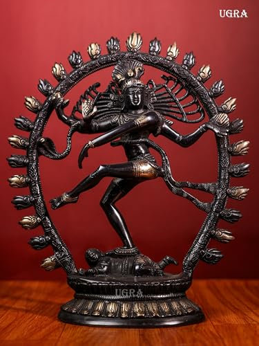 UGRA Dancing Shiva Nataraja Statue, große Messing-Skulptur Lord Shiva Natraj, 30 cm groß, handgefertigt, polierte Oberfläche