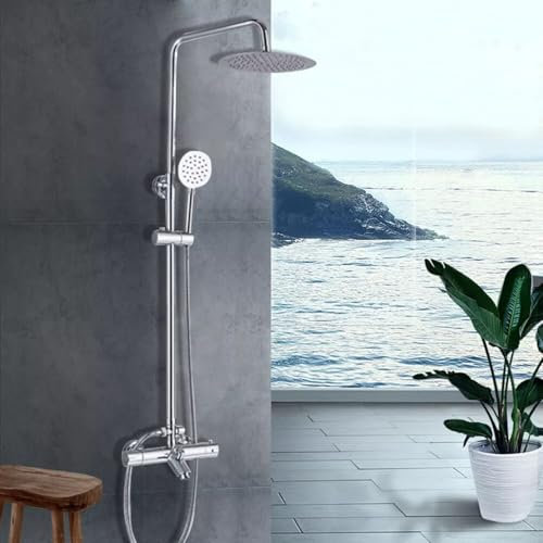 Duschsystem Thermostat Duscharmatur Massage Regendusche Duschset Mit Handbrause Mischer Badewanne Kopfbrause Dusch Satz Duschse Thermostatbatterie Thermostatarmatur HöHe/Temperatur Einstellbar