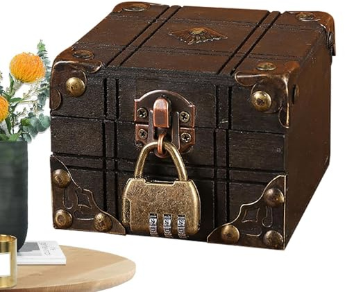 Retro-Schatztruhe, Vintage-Schatzkiste, Mini-Schmucktruhe, kleine Retro-Aufbewahrungsbox Schmuckschatzkiste – Desktop-Organizer für Zuhause, Geschenk für Kinder