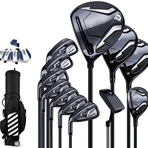 Set completo da golf per uomo, set completo di mazze da golf per principianti, sacca per palline da golf standard, golf per uomo mancino, asta in carbonio, confezione da 12 con sacca per carrello