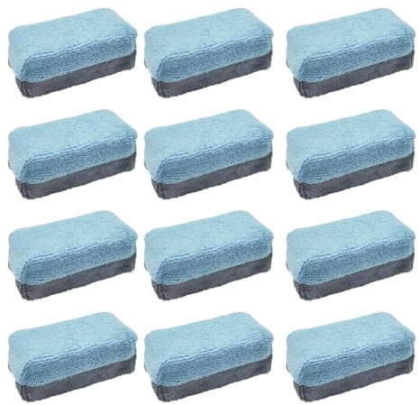 12PCS Ceramic Coating Applicator Sponge, 4.13'' x 1.84'' Microfiber Car Detailing Applicator Pad, Rectangular Car Foam Cleaning Pad, Auto Polishing Pad for Wax, Paint, Sealant (Blue)