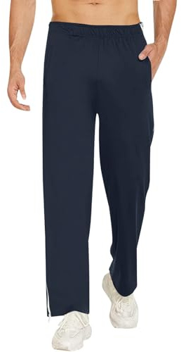 Reha Hose Herren Casual Sporthose Trainingshose mit durchgehendem Reissverschluss Atmungsaktiv Sweathose Trainingshose Freizeithose Sportswear mit Tasche
