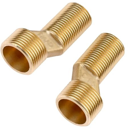 VZU 2er Set 60mm Duscharmatur Adapter 3/4 AG x 1/2 AG, Versetzt um 9mm, Verstellbarer Schwenkarm, Badewannen-Wasserhahn-Adapter, Massives Messing, Installation 125mm~160mm, Exzenter Verbindungsstück