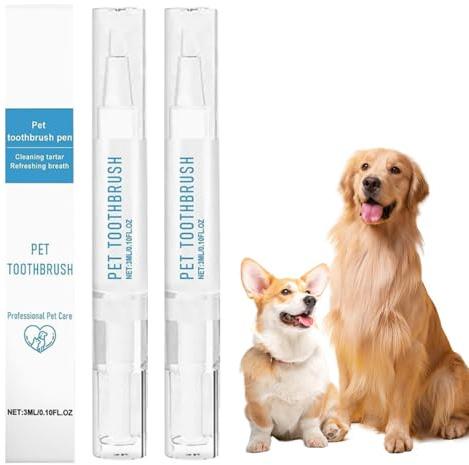 Lot de 2 stylos de brosse à dents pour chien - Stylo de nettoyage pour animaux de compagnie - Élimine le tartre pour animaux de compagnie - Pour améliorer la mauvaise haleine et lutter contre le