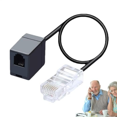Phone Jack to Ethernet Adapter - RJ45 to RJ11 Adaapter – 14-Inch Phonee Jack to Ethernet Converter | Phonne Lines Adaptter | Telepphone Connector Cable 8P4C to 6P4C for Landline Telephone Service