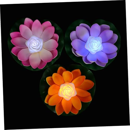 Ciieeo 3Stücke Schwimmende Lotus Wasserlaterne Romantische Wünschlicht Blumenförmige Poolbeleuchtung Mit Batterien Gelb Für Teich Und Garten