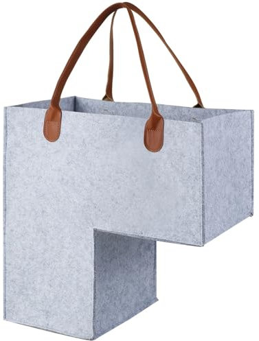 Cesta para Escaleras Cesta de escalera en forma de L de 1/2 pieza, cesta de almacenamiento de fieltro duradera con asas de PU, decoración de escaleras for el hogar, la oficina, ropa, juguetes y organi