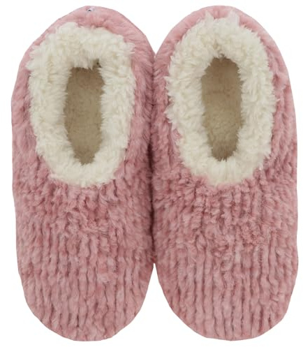 Snoozies! Teddy Bear Fur Super Soft Sherpa Fleece Womens House Slippers ladies Sizes 3-9 Cream, Pink, Violet, Grey (Pink, UK Footwear Size System, Adult, Women, Alpha, Medium, Medium)