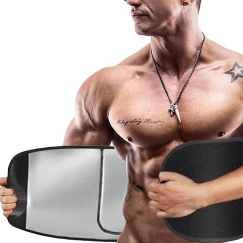 JiaYouLC Women Men Sweat Belt for Weight Loss Adjustable Back Lumbar Support Waist Trimmer Trainer Sauna Effect Fat Burner Girdles Belt for Exercise Workout Sports (Black + Silver, M)