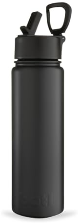 BOTL – Epic Stainless Steel Water Bottle, Leakproof Straw Lid, Insulated Bottle for Hot & Cold Drinks, 21oz 700ml sports cap with internal straw - Vamp Black