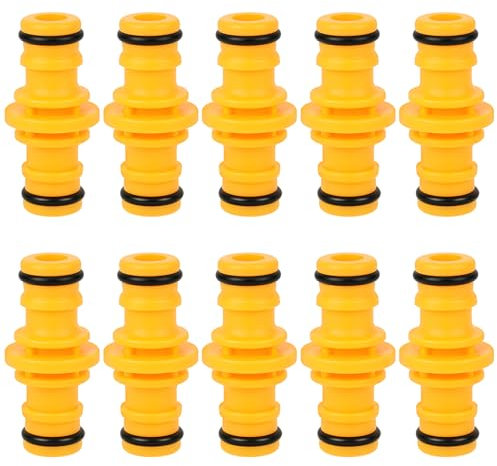 Flintronic Gartenschlauch Anschluss Schlauchverbinder 1/2'', 10 Stück Kunststoff-Schlauchverbinder, Gelb Kupplung Schlauchanschluss, Doppelstecker Verbindungen, für Garten/Haus/Schlauch/Autowäsche