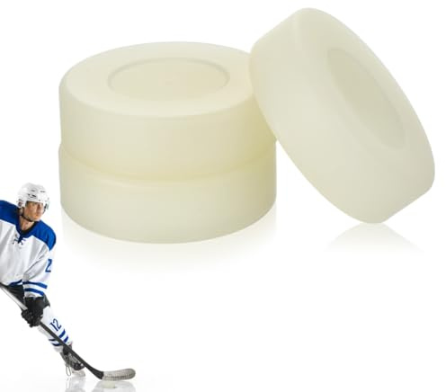 UKCOCO 3 Stück Leuchtende Eishockey Pucks, PVC Glow in the Dark Puck für Streethockey und Rollhockey, Nachtleuchtender Trainingspuck für Kinder, Anfänger und Profis, In/Outdoor (7cm)