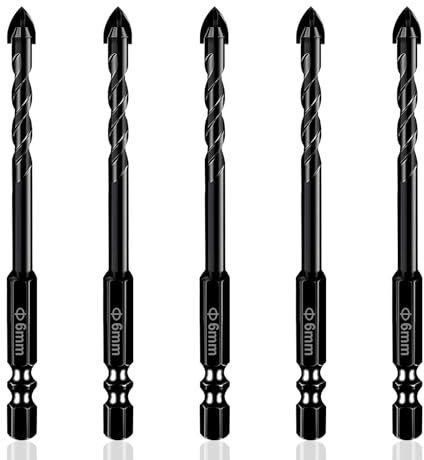 Flintronic Punte Trapano Gres Porcellanato, 5 pezzi 6mm Punta da Trapano per Piastrelle, Set di punte per piastrelle, per Piastrelle di Ceramica, Mattoni, Plastica, Cemento, Legno, Vetro