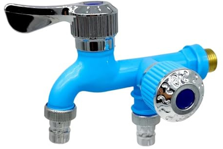 Wall-mounted faucets Garden Faucets One-in-two-out Fast Bidet Taps Wall Mounted Double Water Outlet Bathroom Faucets Gadgets Use in bathroom, garden, kitchen, washing machine(White)