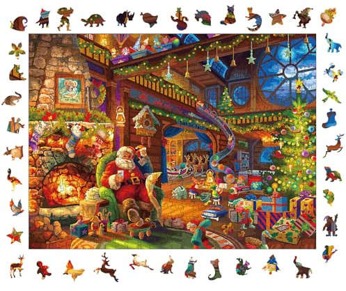 Holzpuzzle Erwachsene, Weihnachten Holzpuzzles 500 Teile, Einzigartiges Tierform Holz Puzzle, Wooden Puzzle für Kreatives Weihnachten Geschenke