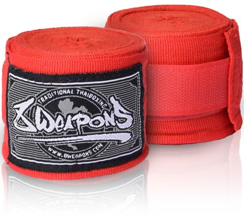 8 WEAPONS Boxbandagen Halbelastisch, Ideal für Training und Wettkampf, Verstärkter Klettverschluss, Bandagen für Muay Thai, K1, Boxen, MMA und Kickboxen