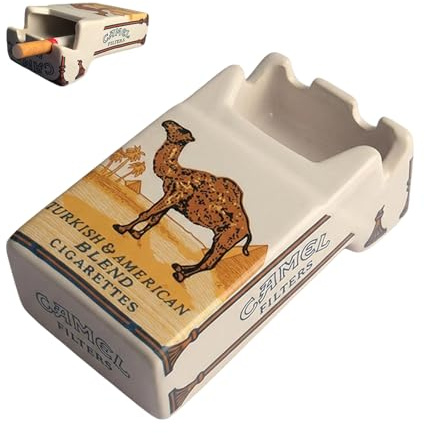 Aschenbecher aus Keramik, Zigarettenkistenförmiges Windaschenbecher, Sturmaschenbecher für Heimbüro, Garten Balkon Deko (10x6x4cm) (1)