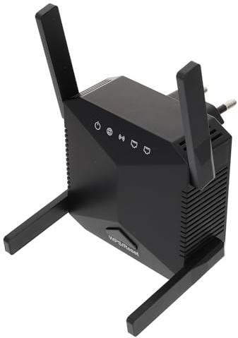 Genérico Repetidor WiFi 300 Mbps 4 Antenas Inalámbrico para Hogar Seguridad con Configuración Fácil Señal Fuerte Negro EU 220-240v