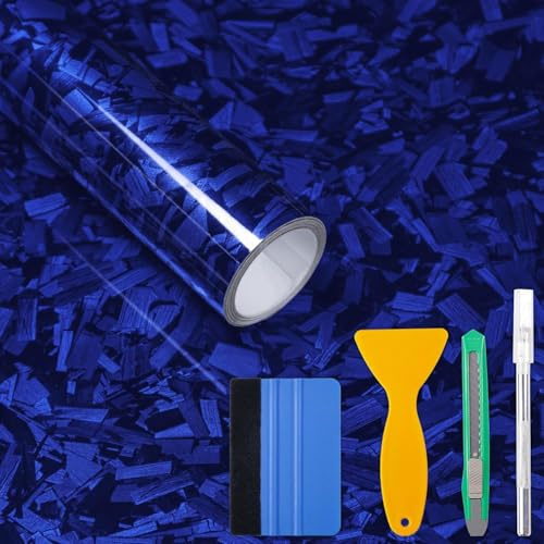 Foneso Forged Carbon Folie (Blau Glanz) 150x30cm - Premium Vinyl Autofolie Selbstklebend mit Luftkanal-Technologie, Blasenfrei für Car Wrapping, Möbel & Interieur