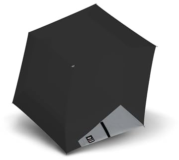 Knirps x Mini Duomatic Taschenschirm Automatik Regenschirm leicht & kompakt | Auf-Zu-Automatik per Knopfdruck – windstabiler Reiseschirm, platzsparend & handlich, Knirps Mini Design Schwarz reflektierend