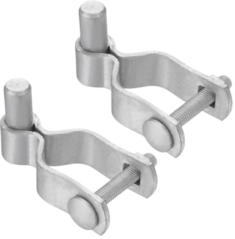 sourcing map Chain Link Fence Gate Post Hinge, Galvanized Steel Chain Link Fence Gate Male Hinge for 1-3/8 in OD Post Gate Hinges with Bolts and Nuts for Backyard, Farm Garden Door, 2pcs