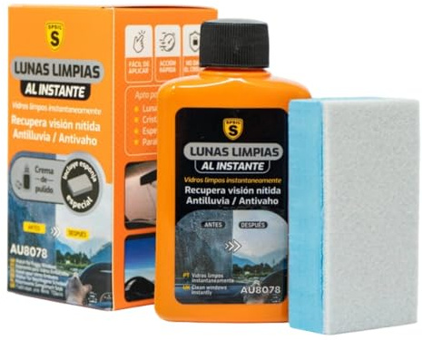 SPSIL Limpiador de Cristales para Auto con Esponja 100ml,limpiacristales coche,Uso Interior y Exterior,Espejo antiniebla,Antilluvia y Antivaho,Limpieza Instantánea,No Rayante