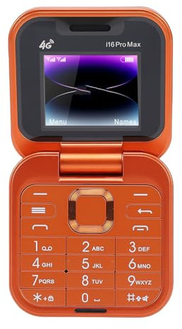 XUMIUZIY 4G LTE Flip Phone – Mi NI Handy ohne Kabel für Senioren, 1,77 Zoll Bildschirm, Lautsprecher, Dual SIM, Dual Standby, One Click Wählen, Bluetooth, MP3 Wiedergabe, UKW Radio (ORANGE)
