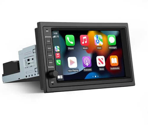 Junsun Android 1 DIN universal Autoradio 2GB+32GB mit 7 Zoll Touchscreen | CarPlay, Android Auto, Bluetooth, Navigtion, Lenkradsteuerung, WIFI, FM Radio, Spilt Screen, Unterstützt DAB+, Rückfahrkamera
