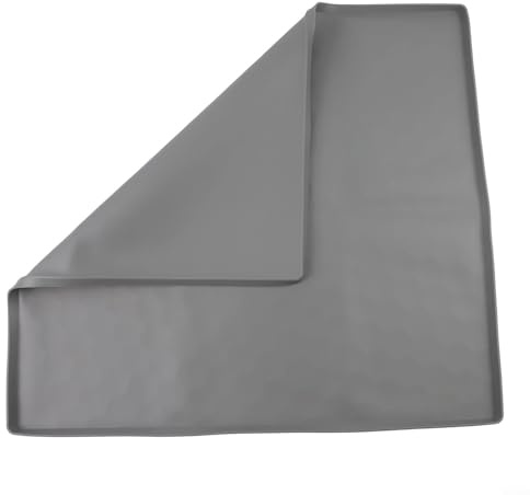 Tappetino in silicone per comodino, con bordo rialzato, antiscivolo, protezione contro le fuoriuscite per vasino portatile, morbido rivestimento protettivo per incontinenza (65 x 60 cm, grigio)