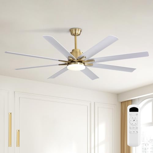 Sofucor Silencioso Ventilador de Techo con Luz, Mando a Distancia, 132 cm | DC, 8 Aspas, 3 Temperaturas de Color, Temporizador, 6 Velocidades, Modo Verano Invierno para Salón