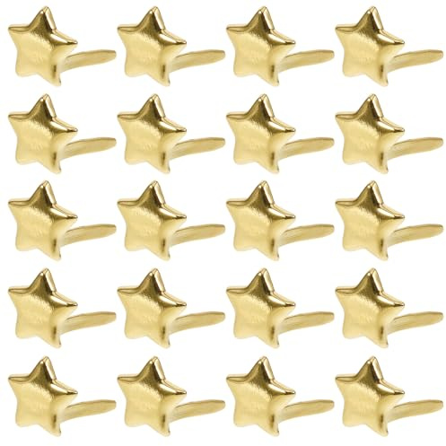 ULTECHNOVO 100 Tachuelas Metálicas Decorativas de Dos Patas en Forma de Estrella Dorada, Mini Remaches para Ropa, Scrapbooking y Manualidades Diy, Resistentes y Brillantes para Costura