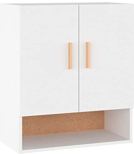 Yamxder Wandschrank Weiß 60x31x70 cm Holzwerkstoff Skandinavisches Design Robuster Aufbewahrungsschrank für Wohnzimmer Flur Schlafzimmer Balkon Büro