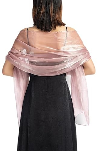 KIJSKKOPO Sciarpe E Stole in Chiffon per Abito da Sera da Donna, Sciarpa Leggera E Trasparente Scintillante, Stola in Organza Setosa, Elegante Bolero Coprispalle per Feste, Balli, Cocktail E Ma