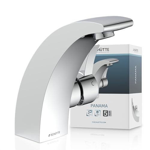 SCHÜTTE 98100 PANAMA Design Wasserhahn Bad, Moderne Waschtischarmatur fürs Badezimmer, Elegante Einhebel Mischbatterie mit geräuscharmer, austauschbarer 35mm-Kartusche, Chrom