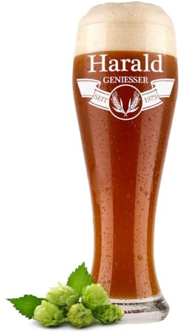 Bierglas mit Gravur als Männer Geschenke - Weizenbierglas personalisiert Weizenglas Geburtstagsgeschenk für Männer Geschenkidee Vatertagsgeschenke für Papa Glas 500ml