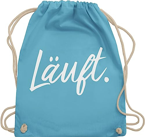 Turnbeutel Rucksack - Sprüche - Läuft - Statement - Unisize - Hellblau - lustige mit aufschrift typo beutel taschen statements laeuft stoffrucksack festival sprüchen￼ läuft. stoffbeutel kind