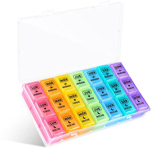 Opret Weekly Pill Organiser, Pill Box 7 Day 3 Times a Day with case, Portable Travel Tablet Organiser with 21 Large Compartments, for Vitamin Fish Oil Supplements Medication