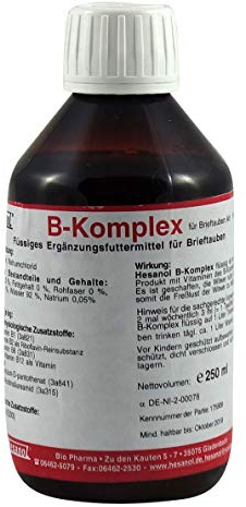 Hesanol B-Komplex 250 ml Vitamin B flüssig für Brieftauben und Ziervögel | Flüssiges Vitamin B fürs Trinkwasser