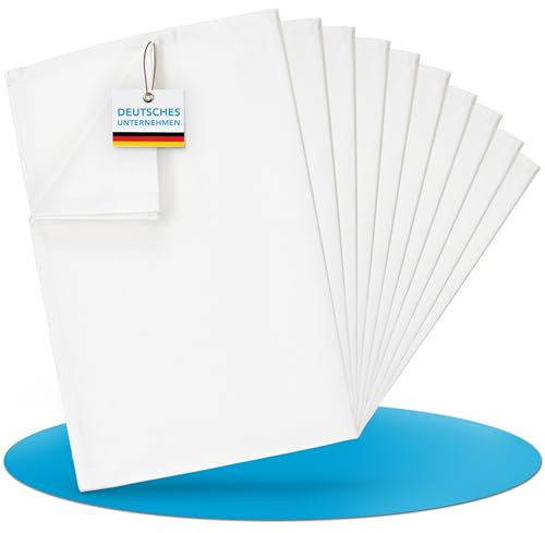 BERTSCH Geschirrtücher 10er Set [ÖKO-TEX Zertifiziert] Geschirrhandtücher 50x70cm aus Halbleinen - Küchenhandtücher weiß, Küchentücher für Haushalte & Gastronomie - Geschirrtuch Küchentuch